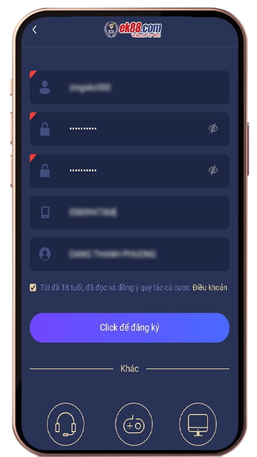 đăng ký thành viên ek88